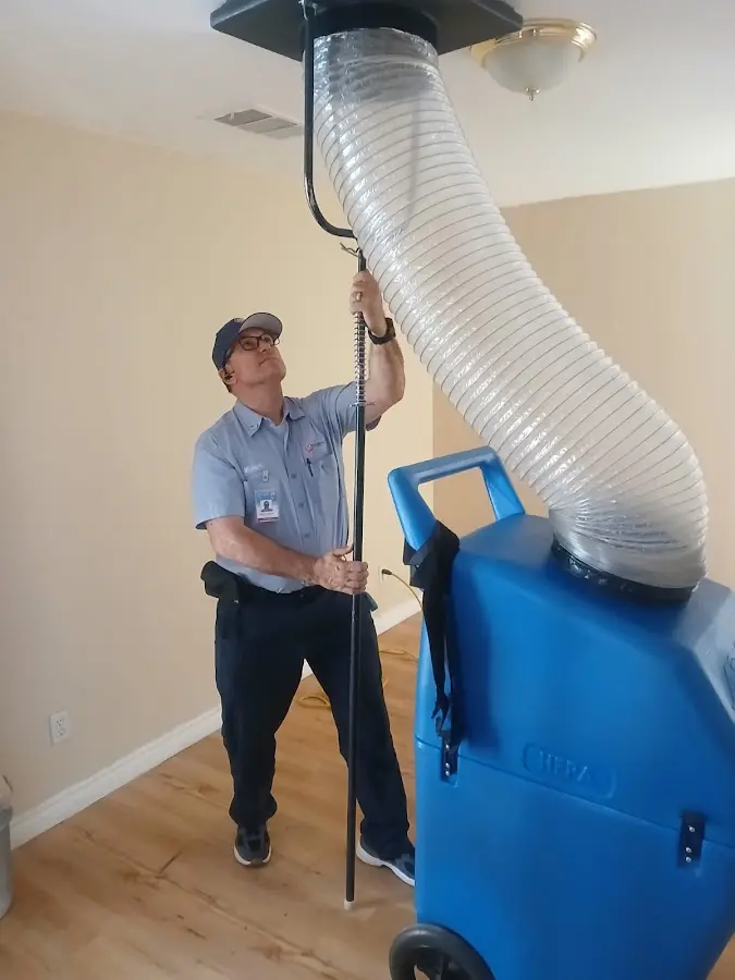 Mini Split Installation technician using HEPA equipment in Green River